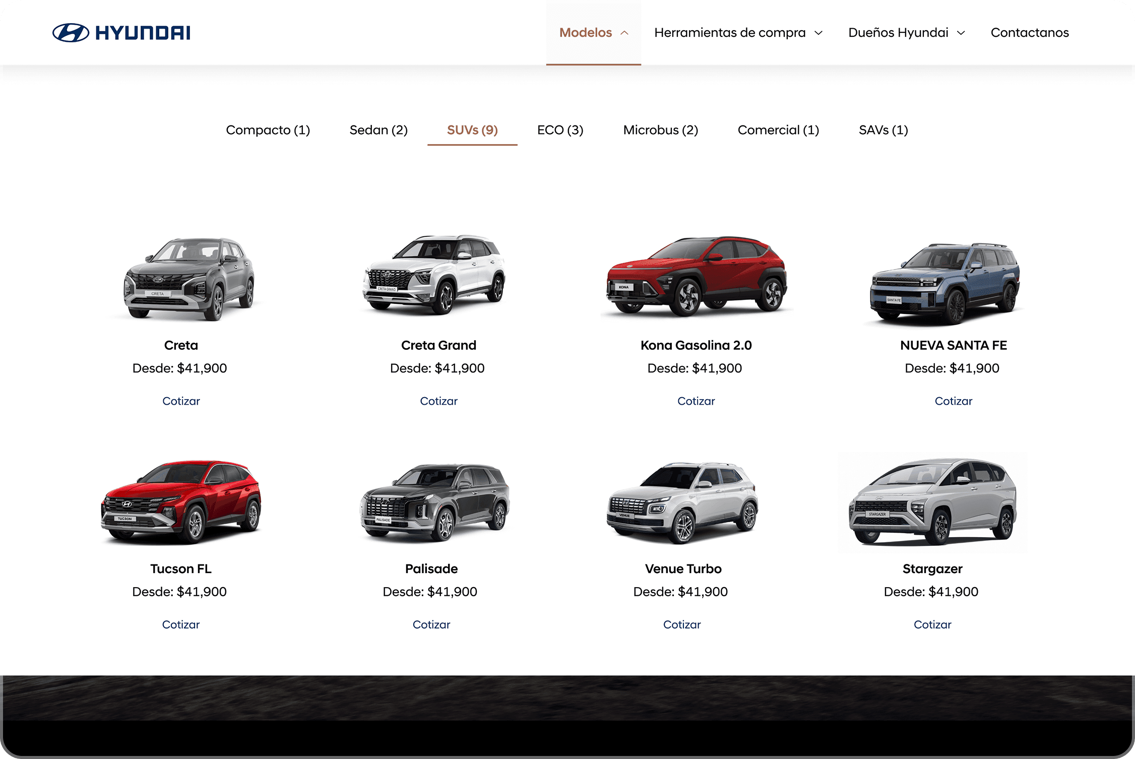 Hyundai - Interfaz y diseño responsive